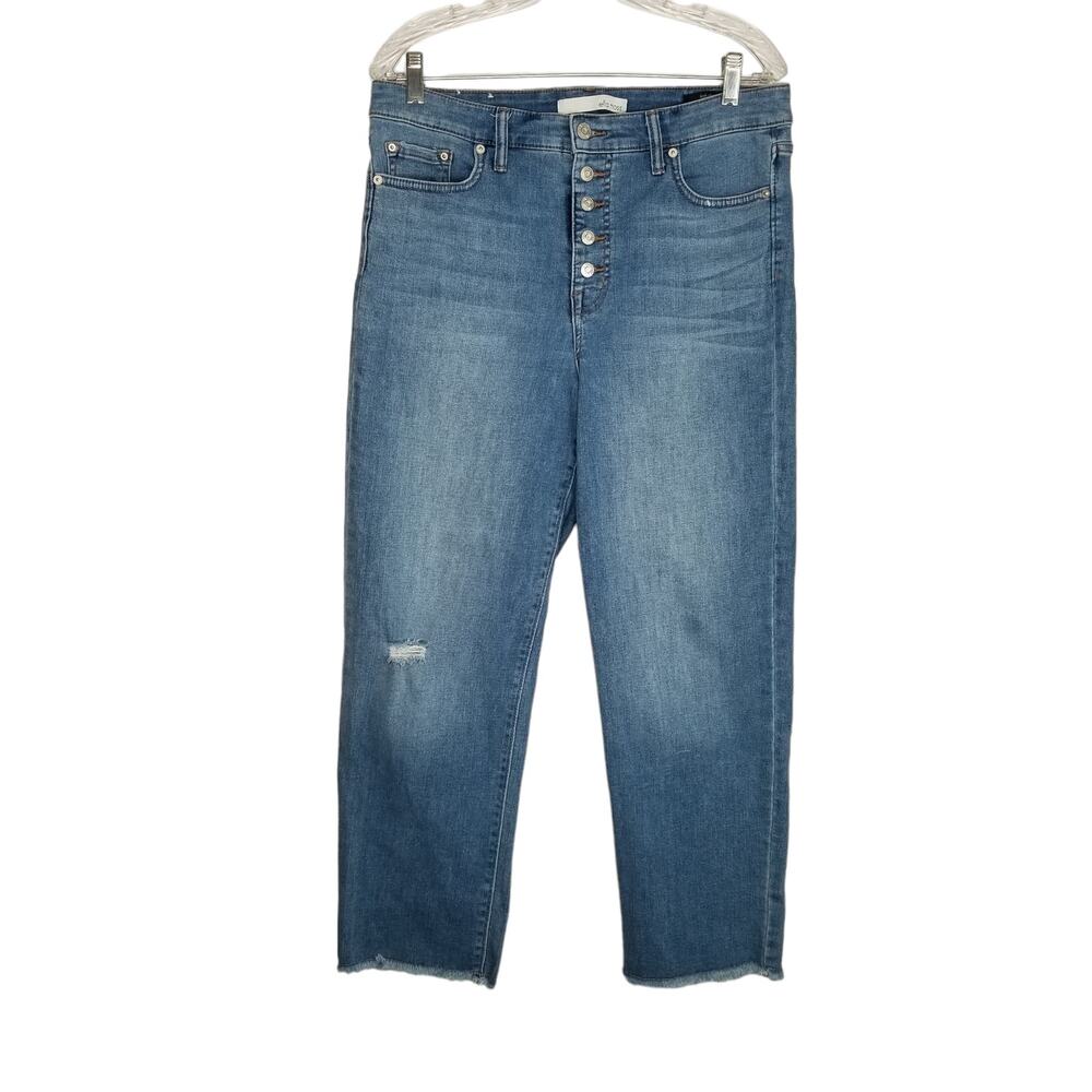 Ella Ross High Rise Slim Straight Ankle Exposed Button-Fly Jeans, Size 31